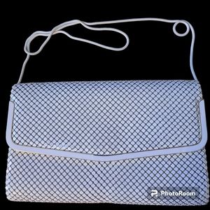 Vintage 70s Elka Cream Mesh Cross Body Purse with Snake Chain Strap